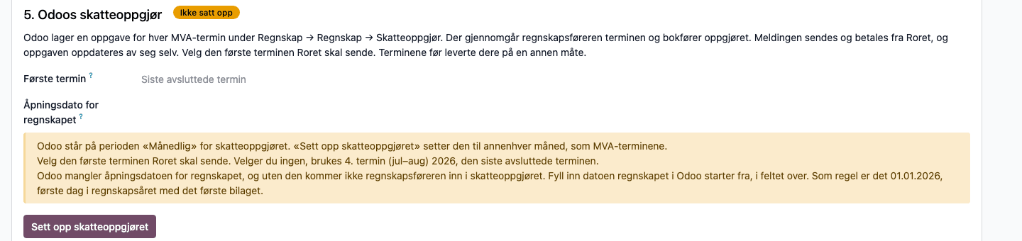 Steg 5 uten åpningsdato
