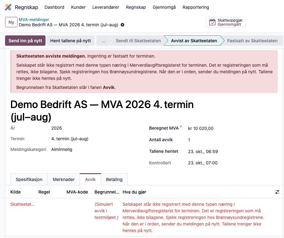 Fanen Avvik med «Hva du gjør»