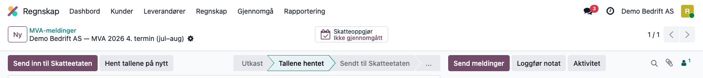 Smartknappen «Skatteoppgjør – Ikke gjennomgått»