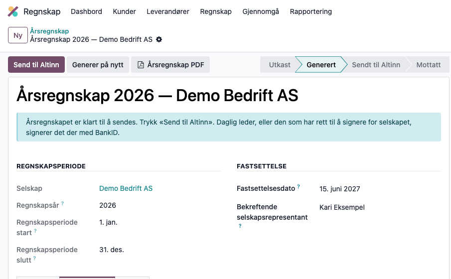 «Årsregnskapet er klart til å sendes»