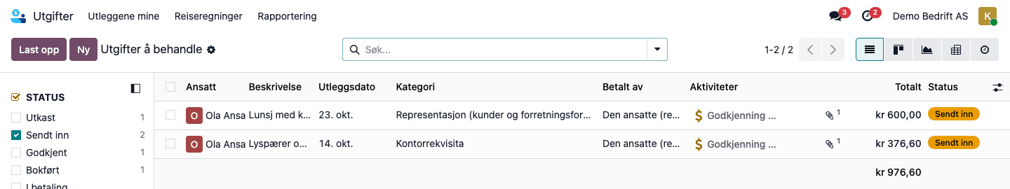 Utgifter å behandle