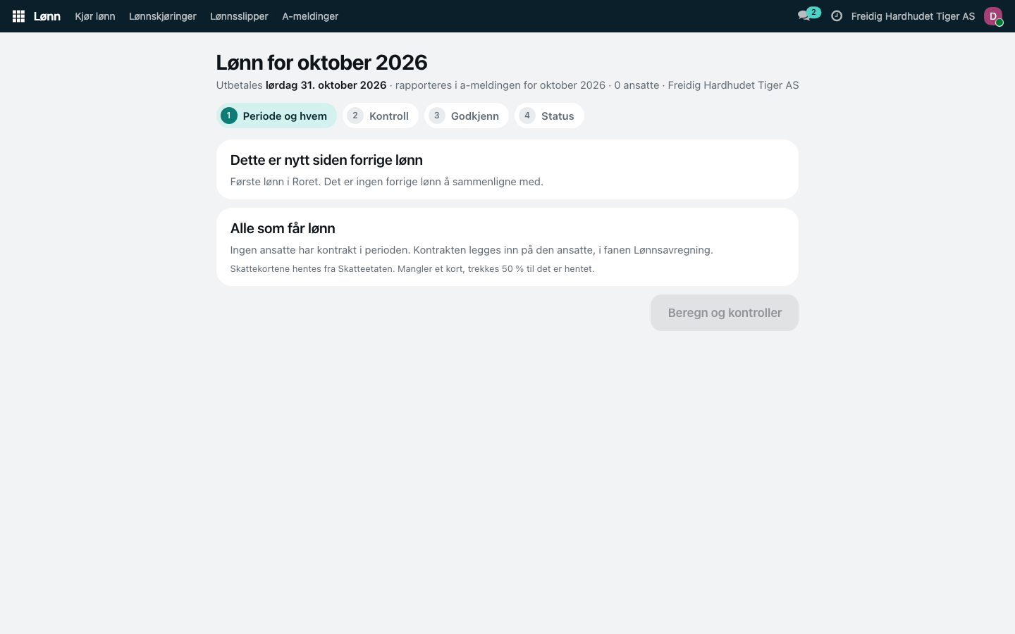 Kjør lønn for oktober, steg 1